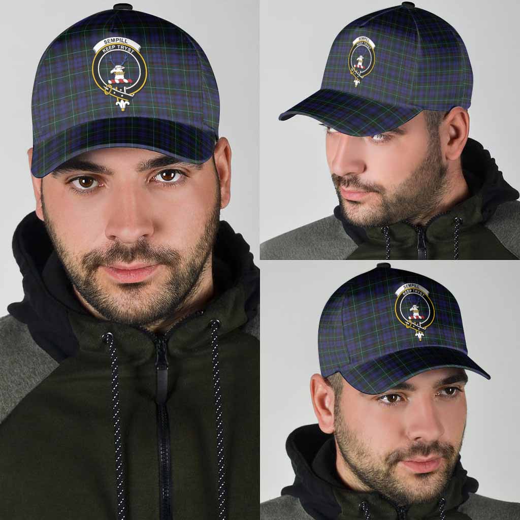 Sempill (Semple) Tartan Classic Cap with Family Crest