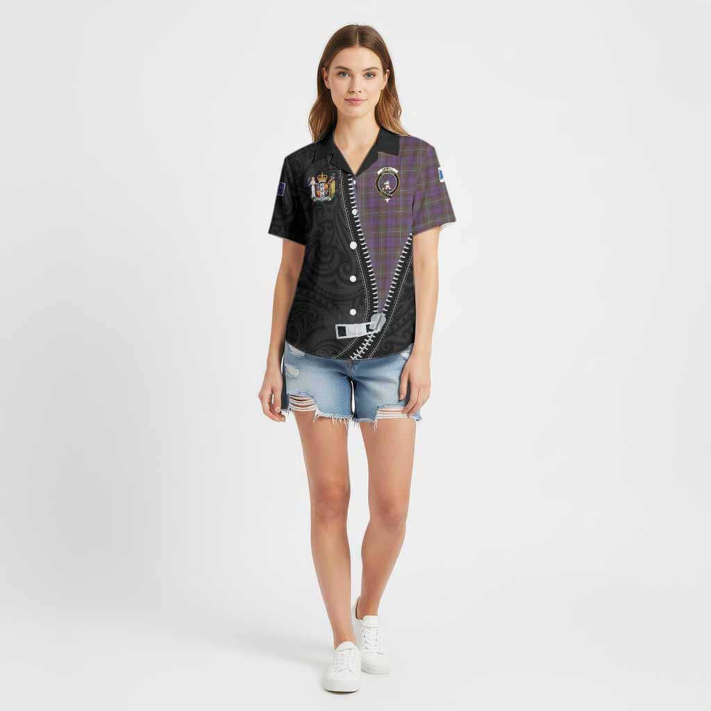 Sempill (Semple) Tartan Cotton Hawaiian Shirt New Zealand Pattern Unique Zipper Stylized