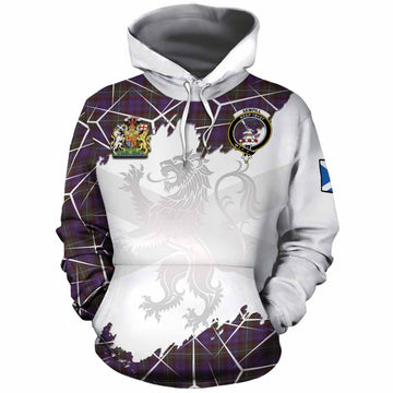 Sempill (Semple) Tartan Cotton Hoodie with Family Crest and Lion Rampant Grunge Style