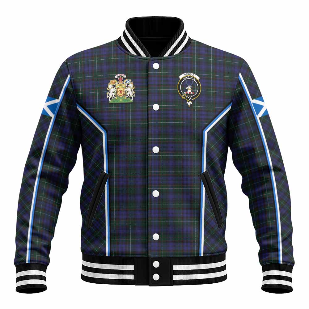 Sempill (Semple) Tartan Crest Baseball Jacket Scotland Coat of Arm Flag Style - Tartan Vibes Clothing