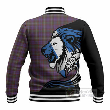 Sempill (Semple) Tartan Crest Baseball Jacket Scottish Golden Lions Wave Flow