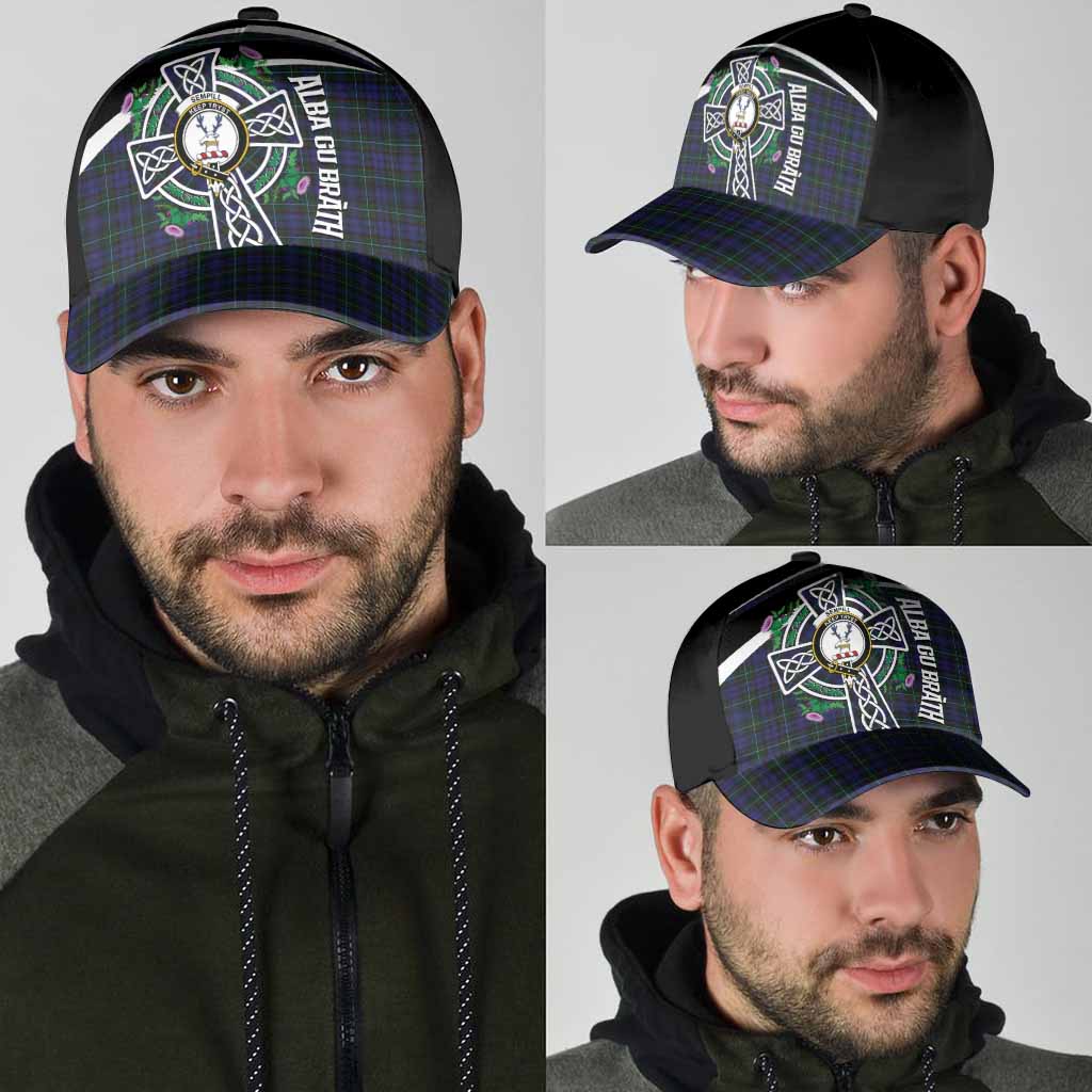 Sempill (Semple) Tartan Crest Classic Cap Scottish Thistle Celtic Cross Alba Gu Brath