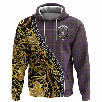 Sempill (Semple) Tartan Crest Hoodie Celtic Knot and Triple Trickle Spiral Symbols