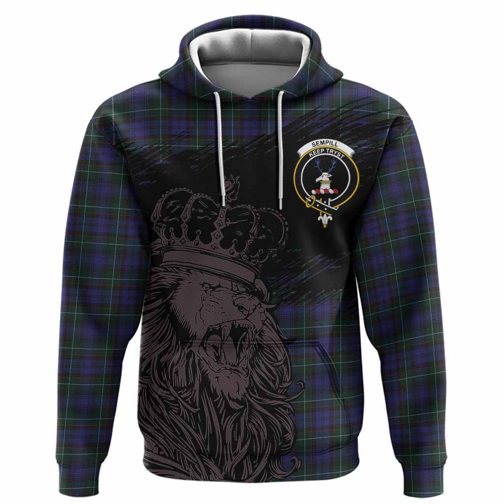 Sempill (Semple) Tartan Crest Hoodie Crowned Lion Heritage Style