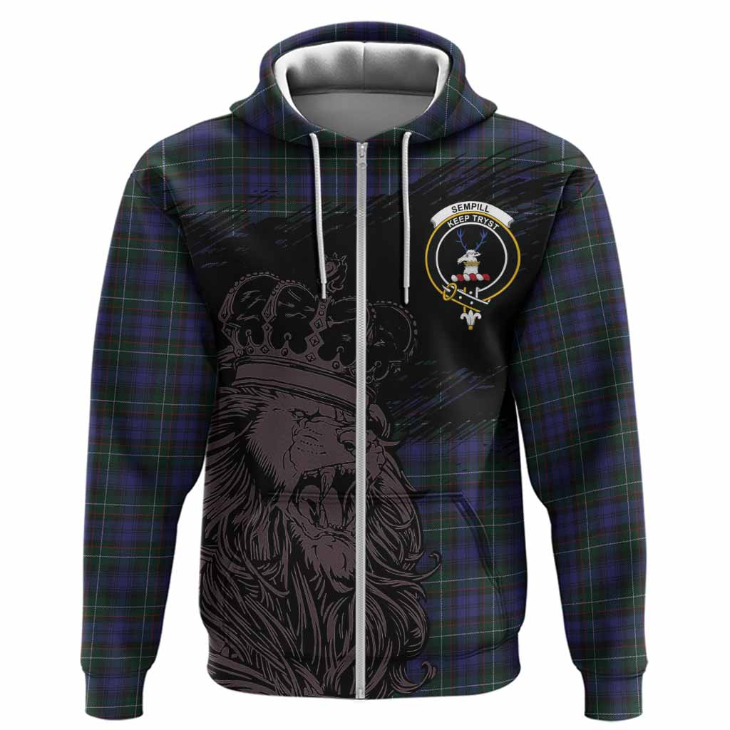 Sempill (Semple) Tartan Crest Hoodie Crowned Lion Heritage Style