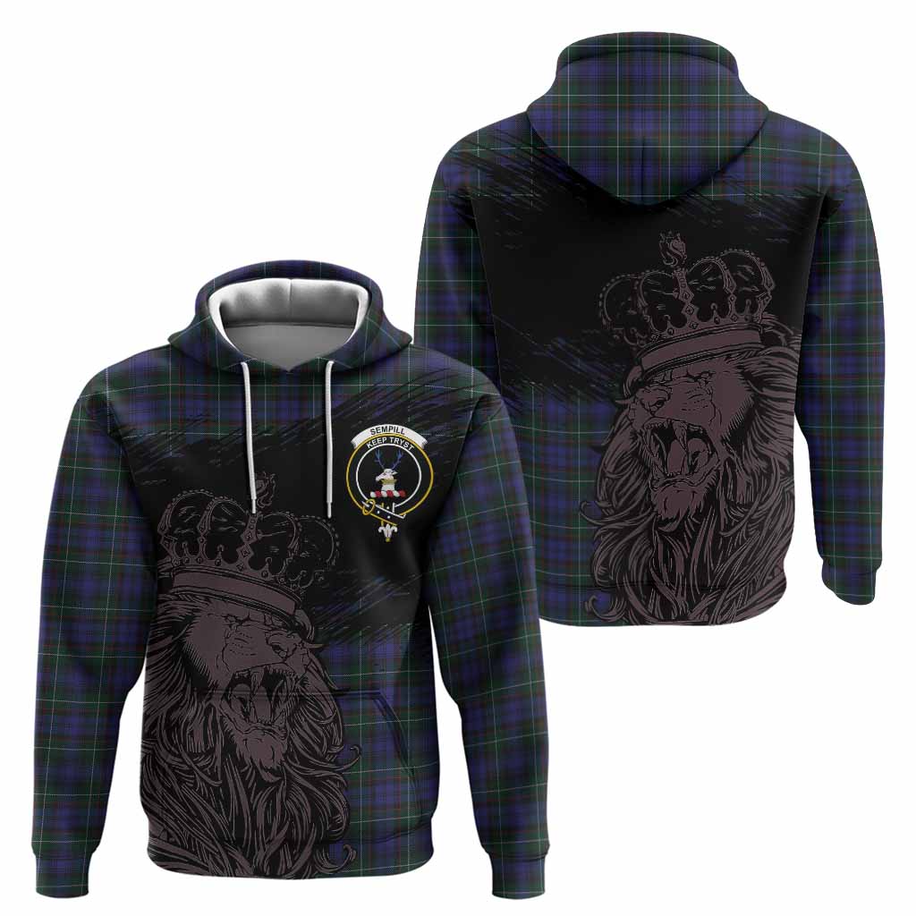 Sempill (Semple) Tartan Crest Hoodie Crowned Lion Heritage Style
