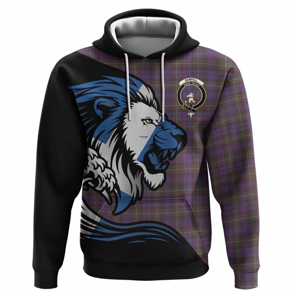 Sempill (Semple) Tartan Crest Hoodie Scottish Golden Lions Wave Flow