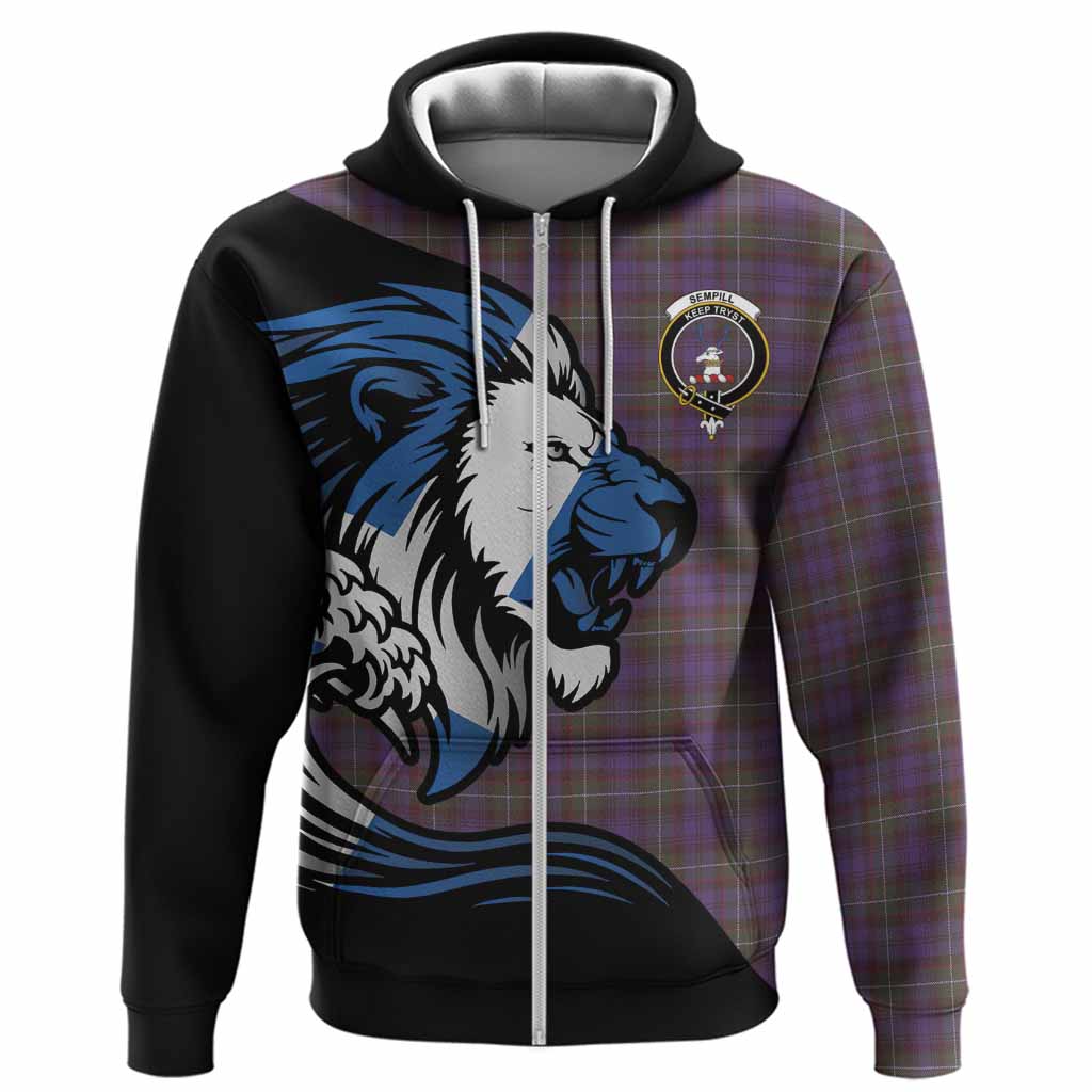 Sempill (Semple) Tartan Crest Hoodie Scottish Golden Lions Wave Flow