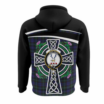 Sempill (Semple) Tartan Crest Hoodie Scottish Thistle Celtic Cross Alba Gu Brath