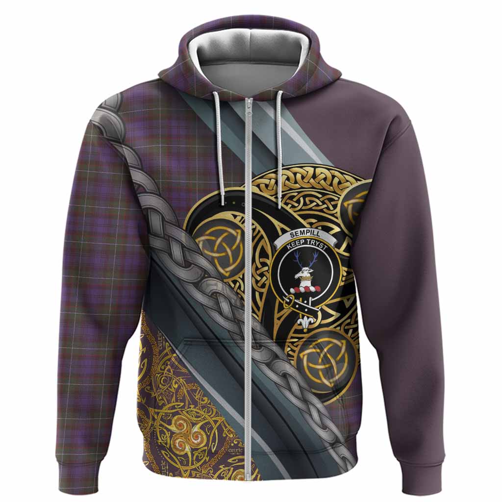 Sempill (Semple) Tartan Crest Hoodie Scottish Triskele Celtic
