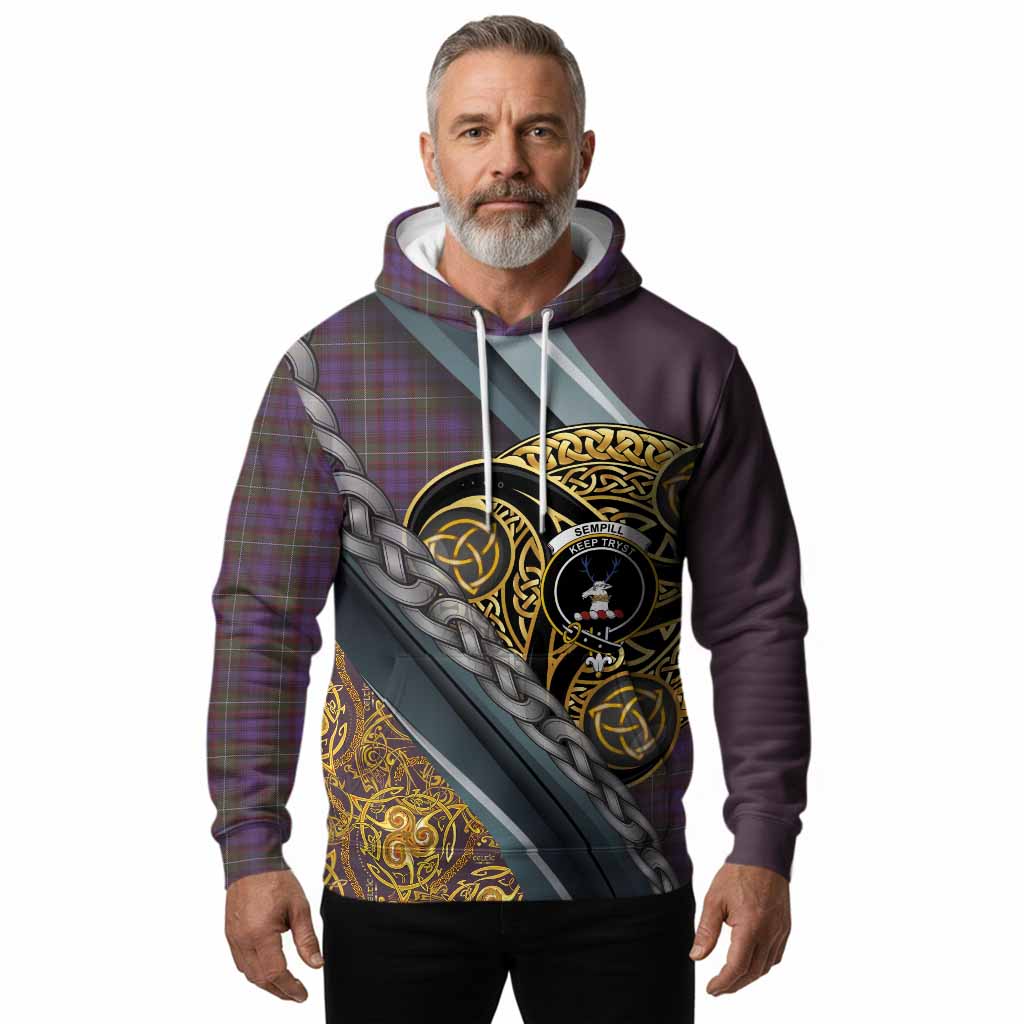 Sempill (Semple) Tartan Crest Hoodie Scottish Triskele Celtic