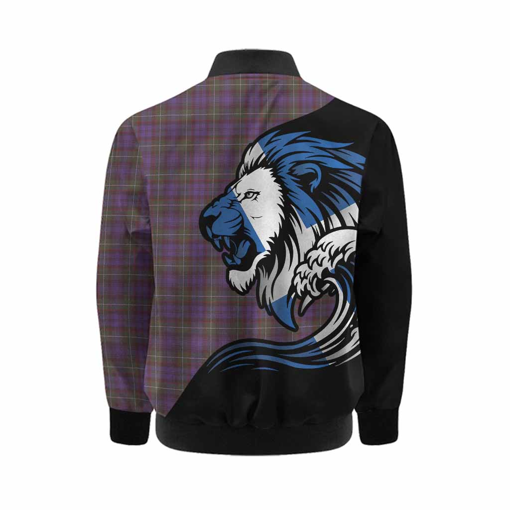Sempill (Semple) Tartan Crest Kid Bomber Jacket Scottish Golden Lions Wave Flow