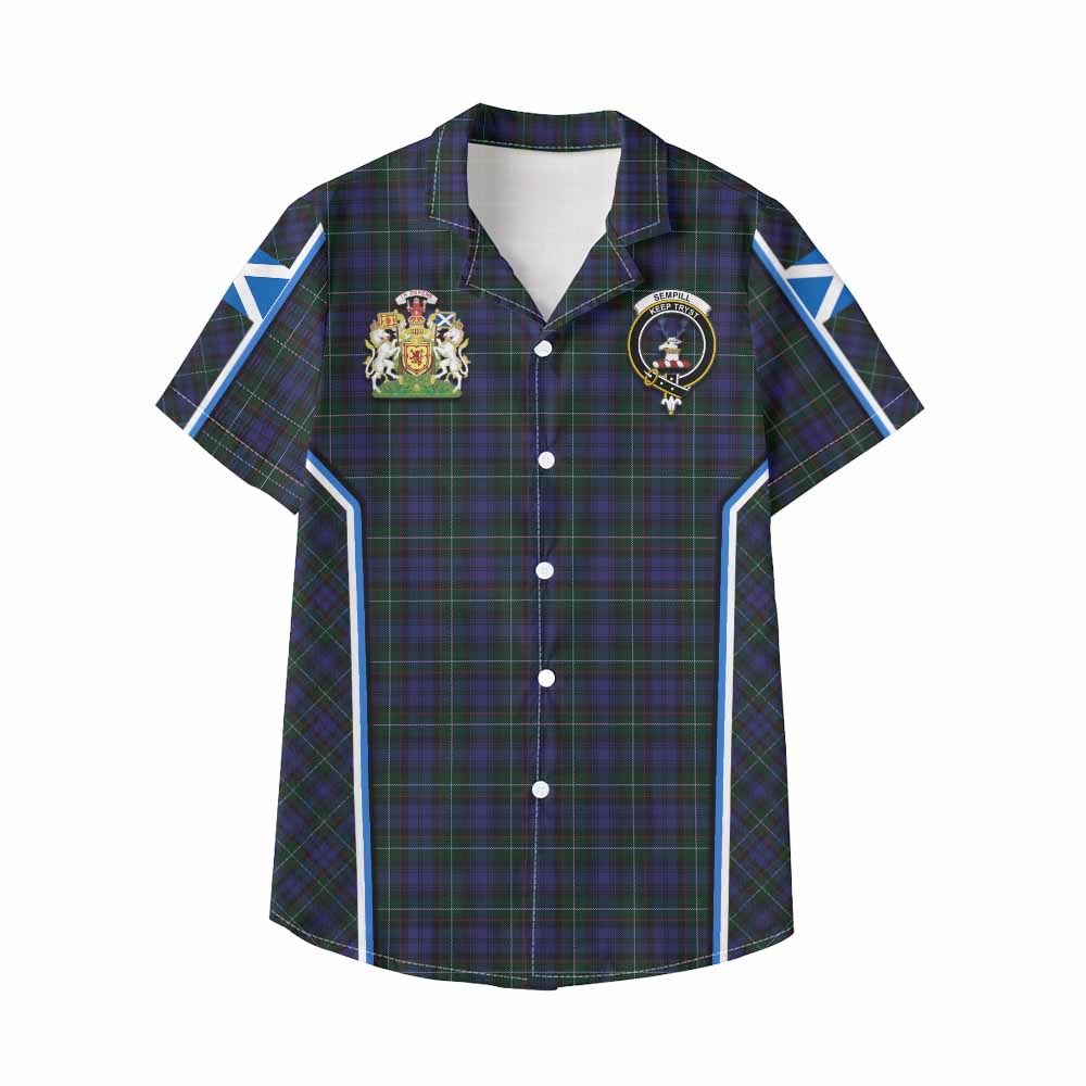 Sempill (Semple) Tartan Crest Kid Hawaiian Shirt Scotland Coat of Arm Flag Style - Tartan Vibes Clothing