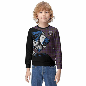Sempill (Semple) Tartan Crest Kid Knitted Sweatshirt Scottish Golden Lions Wave Flow