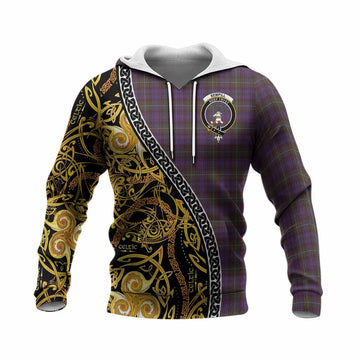 Sempill (Semple) Tartan Crest Knitted Hoodie Celtic Knot and Triple Trickle Spiral Symbols