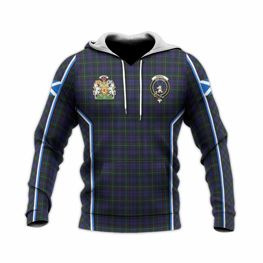 Sempill (Semple) Tartan Crest Knitted Hoodie Scotland Coat of Arm Flag Style - Tartan Vibes Clothing