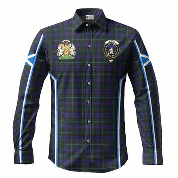 Sempill (Semple) Tartan Crest Long Sleeve Button Shirts Scotland Coat of Arm Flag Style