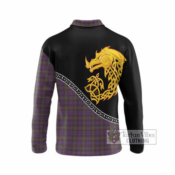 Sempill (Semple) Tartan Crest Long Sleeve Polo Shirt Legendary Dragon Knot Half Style