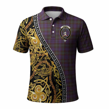 Sempill (Semple) Tartan Crest Polo Shirt Celtic Knot and Triple Trickle Spiral Symbols