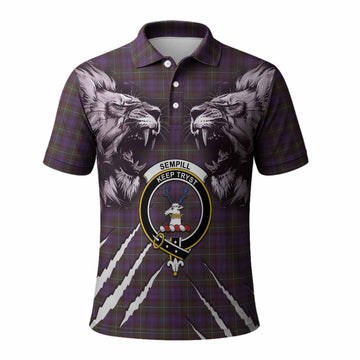 Sempill (Semple) Tartan Crest Polo Shirt Ferocious Lion Style