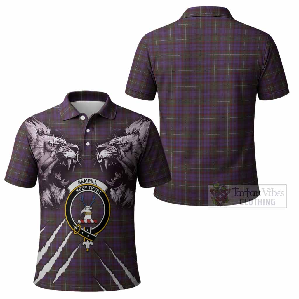Sempill (Semple) Tartan Crest Polo Shirt Ferocious Lion Style