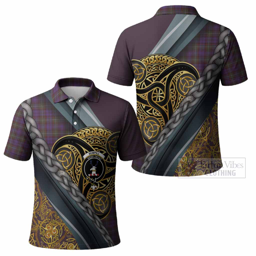 Sempill (Semple) Tartan Crest Polo Shirt Scottish Triskele Celtic