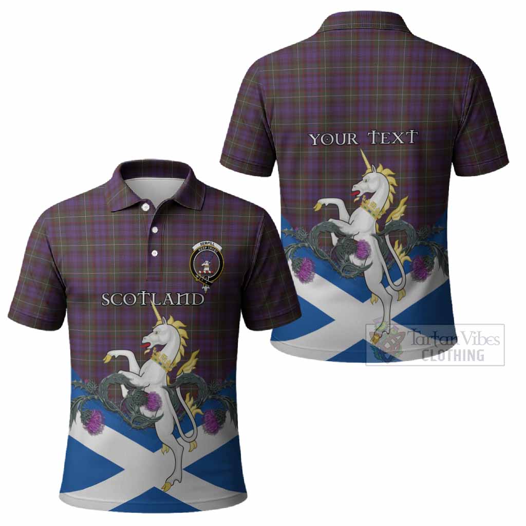 Sempill (Semple) Tartan Crest Polo Shirt Scottish Unicorn With Thistle