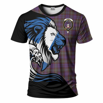 Sempill (Semple) Tartan Crest T-Shirt Scottish Golden Lions Wave Flow