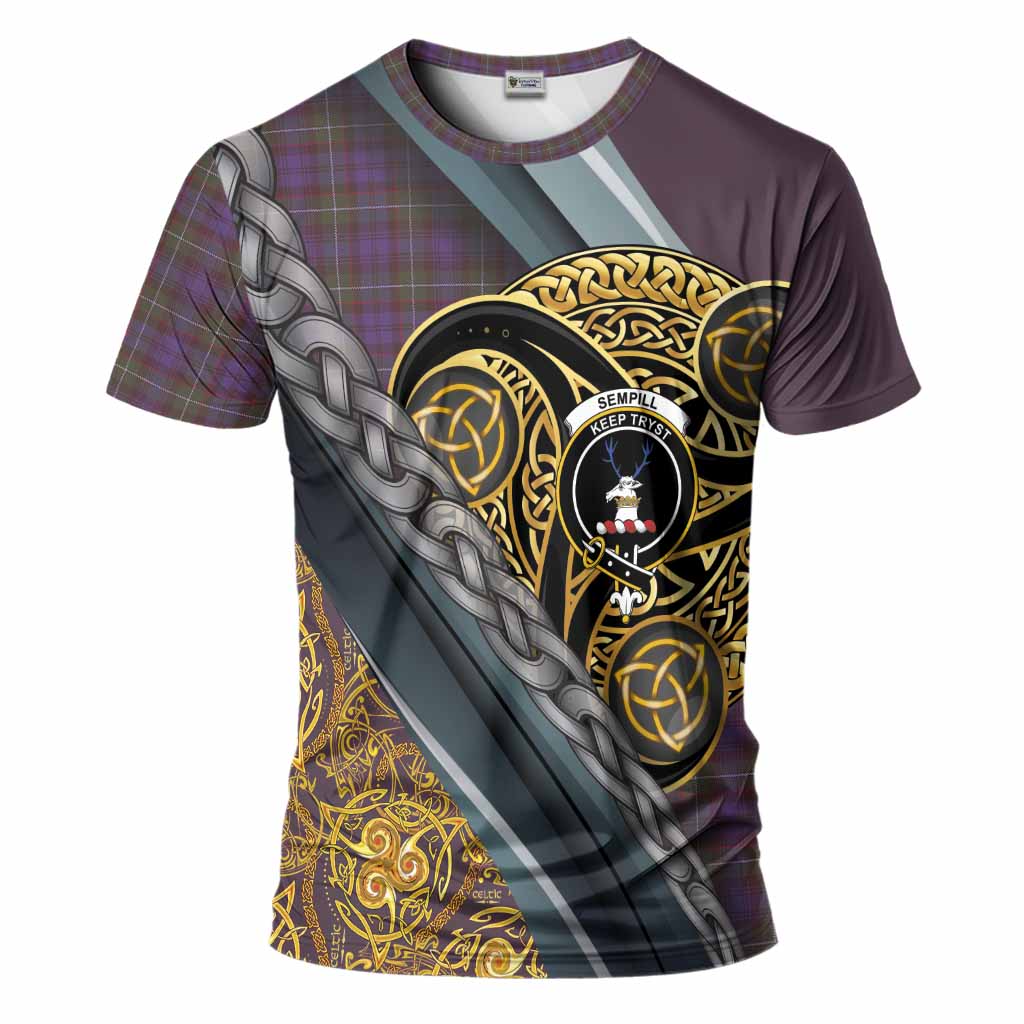 Sempill (Semple) Tartan Crest T-Shirt Scottish Triskele Celtic
