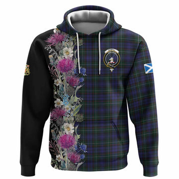 Sempill (Semple) Tartan Crest Thistle Floral Hoodie Pullover Hoodie - Tartan Vibes Clothing