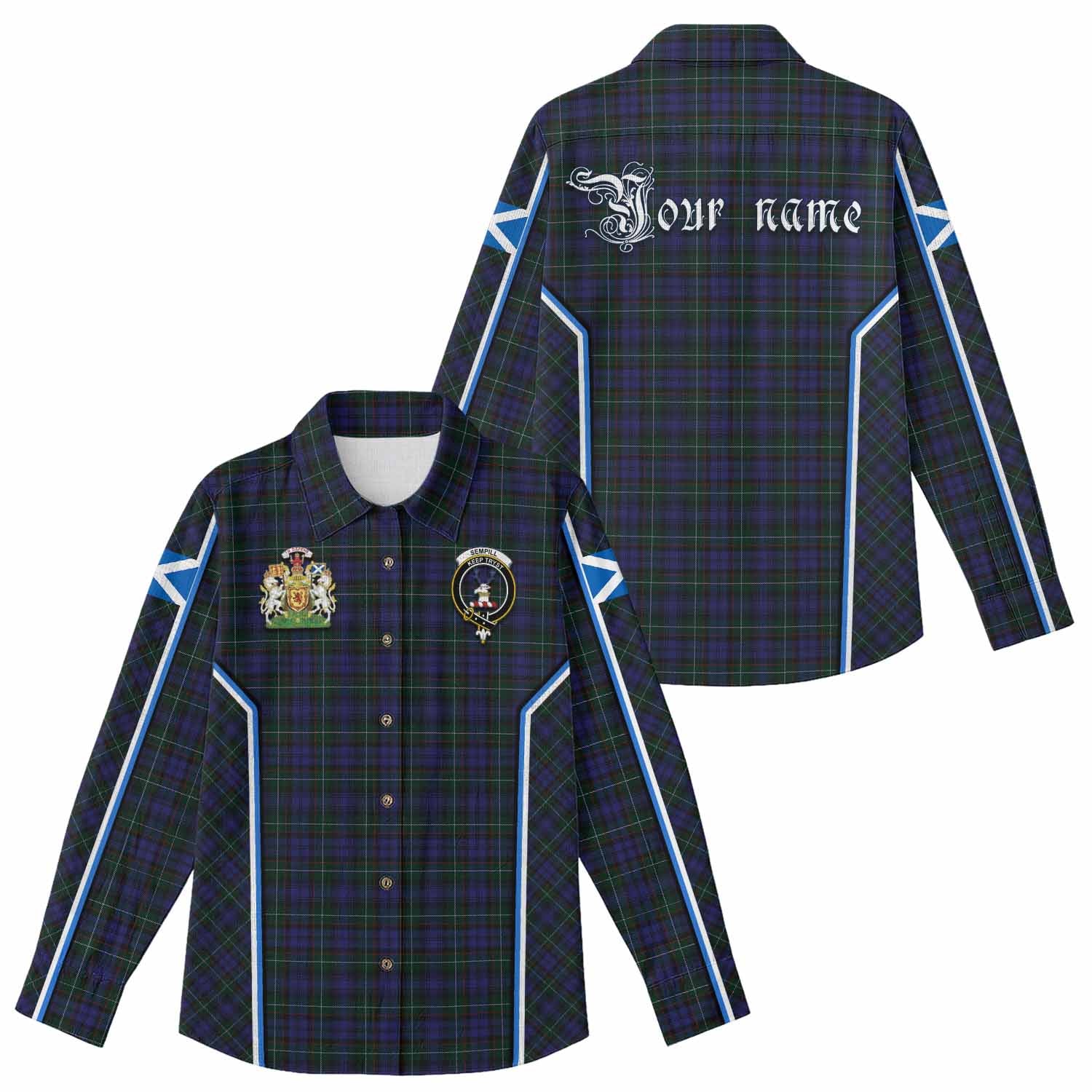 Sempill (Semple) Tartan Crest Women Casual Shirt Scotland Coat of Arm Flag Style - Tartan Vibes Clothing