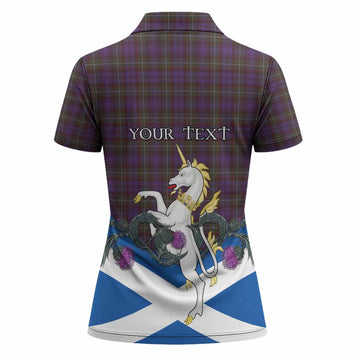Sempill (Semple) Tartan Crest Women Polo Shirt Scottish Unicorn With Thistle