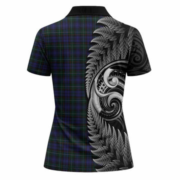 Sempill (Semple) Tartan Crest Women Polo Shirt With New Zealand Silver Fern Maori Koru