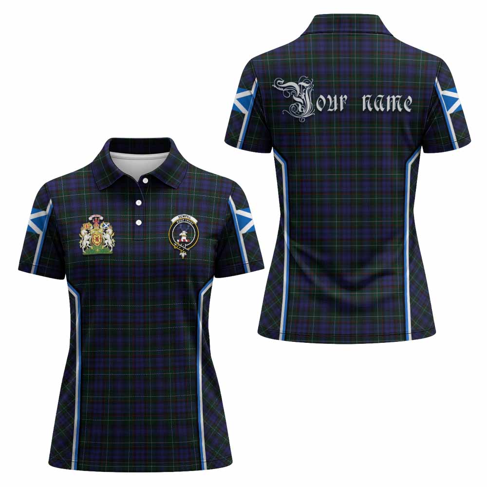 Sempill (Semple) Tartan Crest Women's Polo Shirt Scotland Coat of Arm Flag Style - Tartan Vibes Clothing