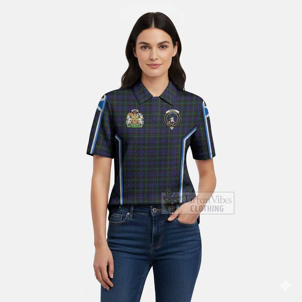 Sempill (Semple) Tartan Crest Women’s Polo Sweater Top Scotland Coat of Arm Flag Style