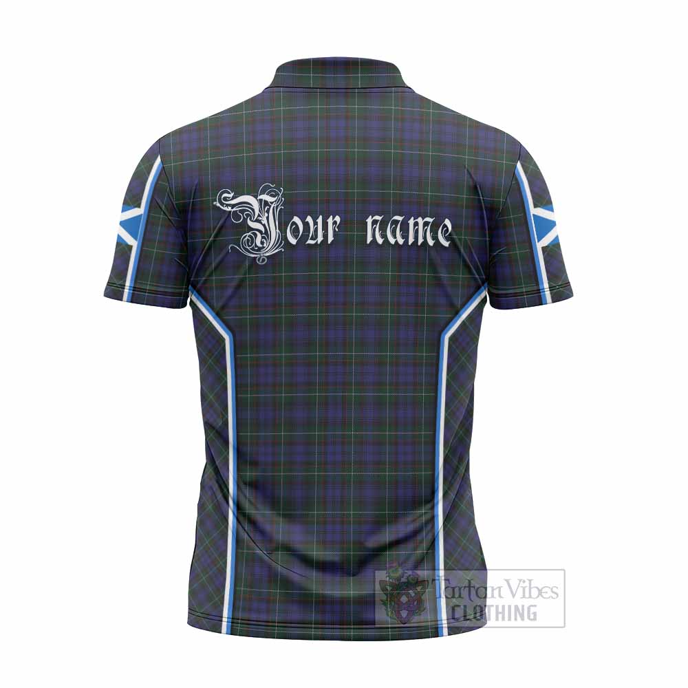 Sempill (Semple) Tartan Crest Zipper Polo Shirt Scotland Coat of Arm Flag Style - Tartan Vibes Clothing
