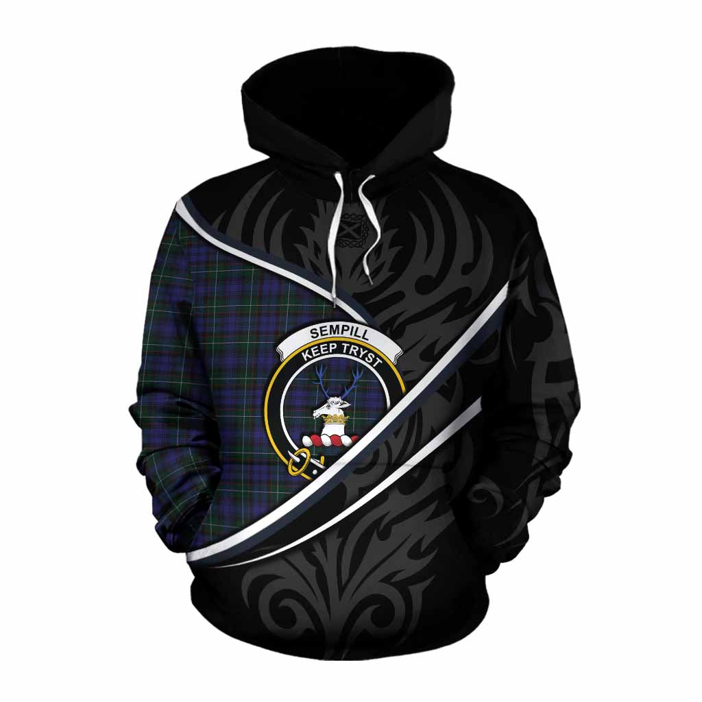 Sempill (Semple) Tartan Family Crest Cotton Hoodie Celtic Scottish Thistle Floral - Tartan Vibes Clothing