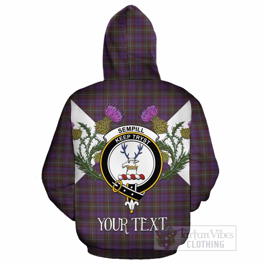 Sempill (Semple) Tartan Family Crest Cotton Hoodie Scottish Burns Night Thistle Floral
