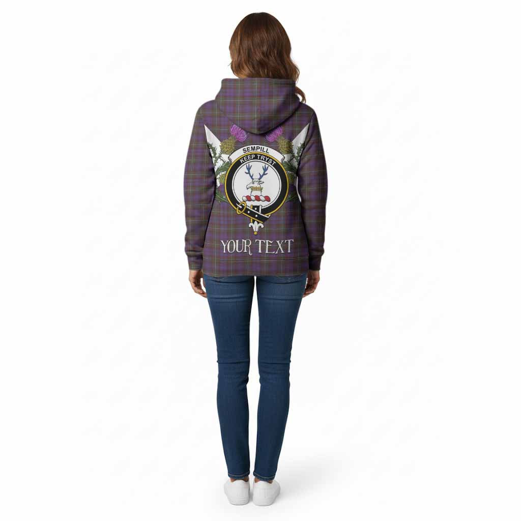Sempill (Semple) Tartan Family Crest Cotton Hoodie Scottish Burns Night Thistle Floral