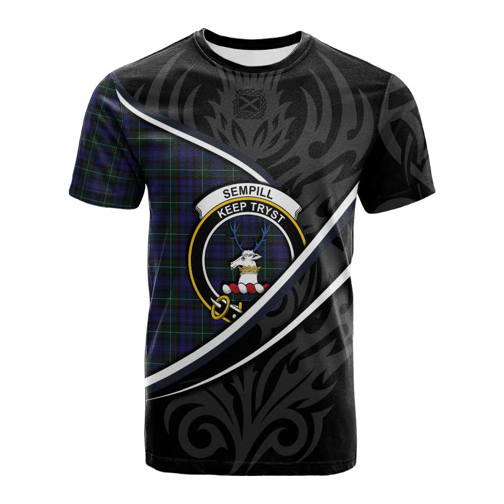 Sempill (Semple) Tartan Family Crest Cotton T-shirt Celtic Scottish Thistle Floral - Tartan Vibes Clothing