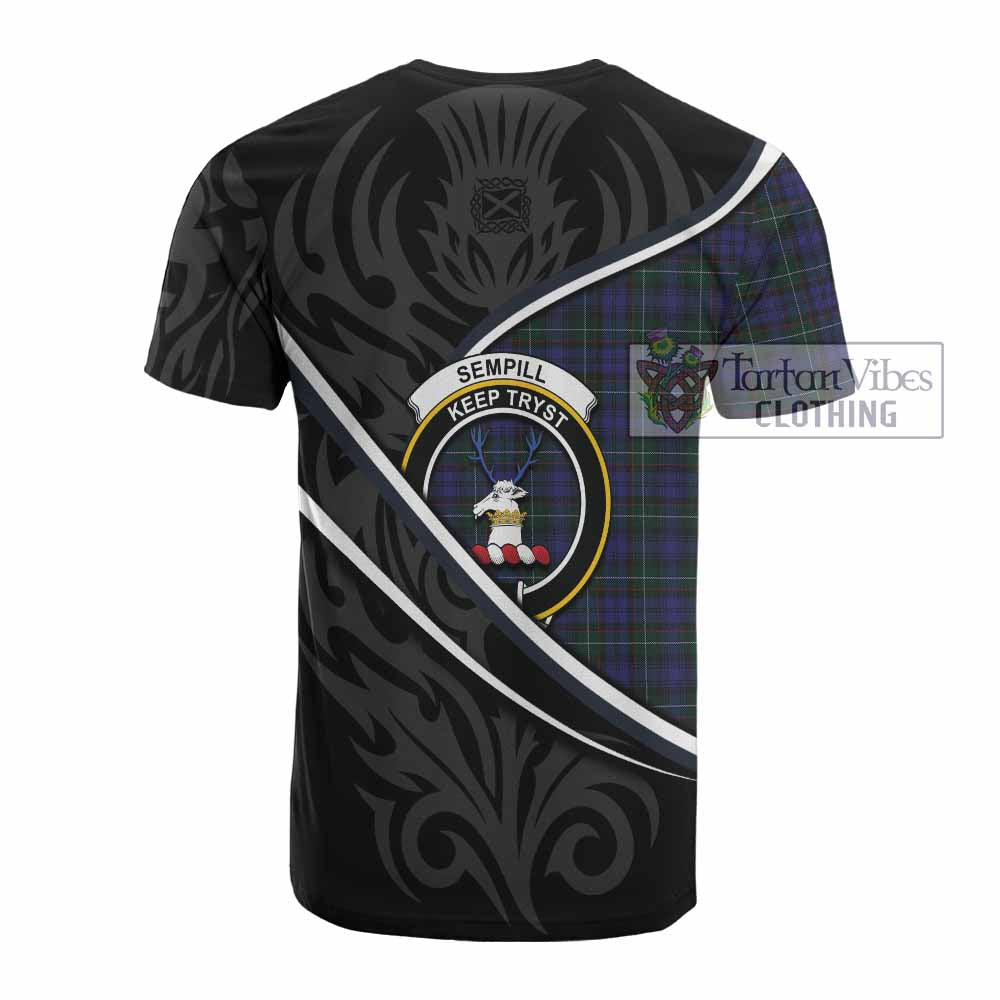 Sempill (Semple) Tartan Family Crest Cotton T-shirt Celtic Scottish Thistle Floral - Tartan Vibes Clothing