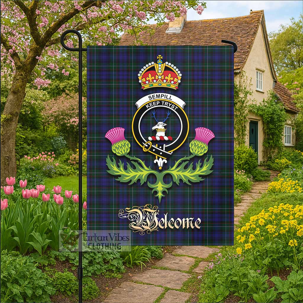 Sempill (Semple) Tartan Family Crest Garden Flag Royal Thistle Welcome Style - Tartan Vibes Clothing