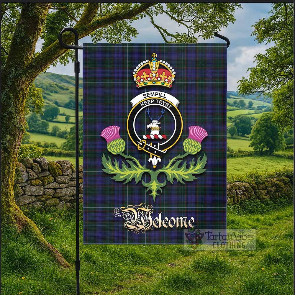 Sempill (Semple) Tartan Family Crest Garden Flag Royal Thistle Welcome Style - Tartan Vibes Clothing