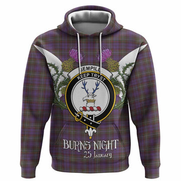 Sempill (Semple) Tartan Family Crest Hoodie Scottish Burns Night Thistle Floral