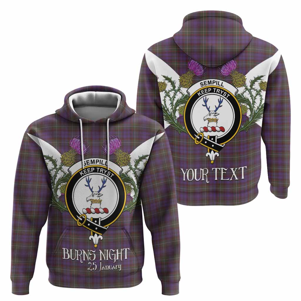 Sempill (Semple) Tartan Family Crest Hoodie Scottish Burns Night Thistle Floral