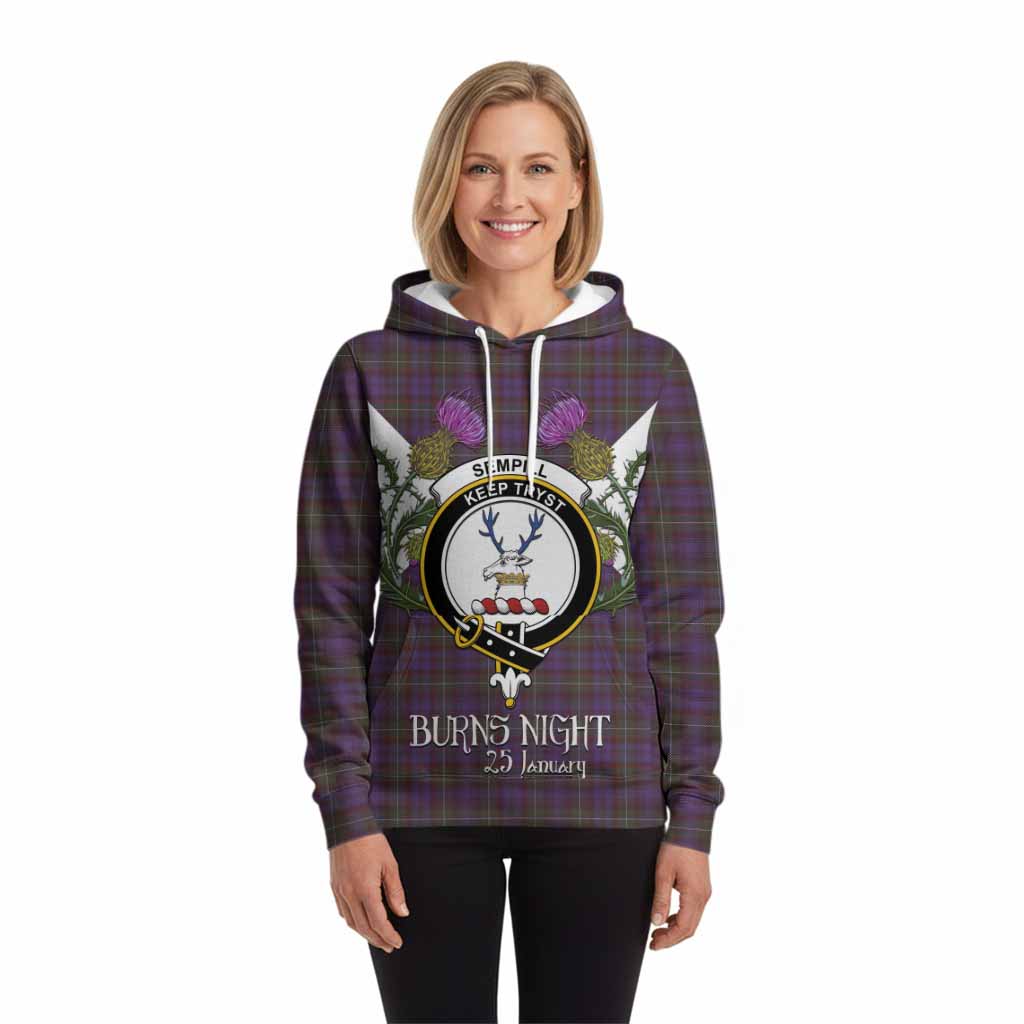 Sempill (Semple) Tartan Family Crest Hoodie Scottish Burns Night Thistle Floral