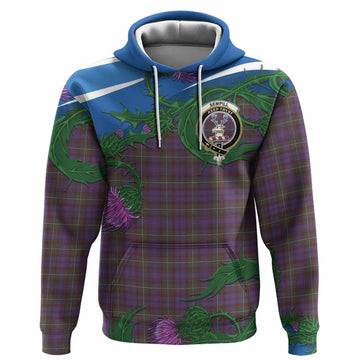 Sempill (Semple) Tartan Family Crest Hoodie Thistle in Minimalism