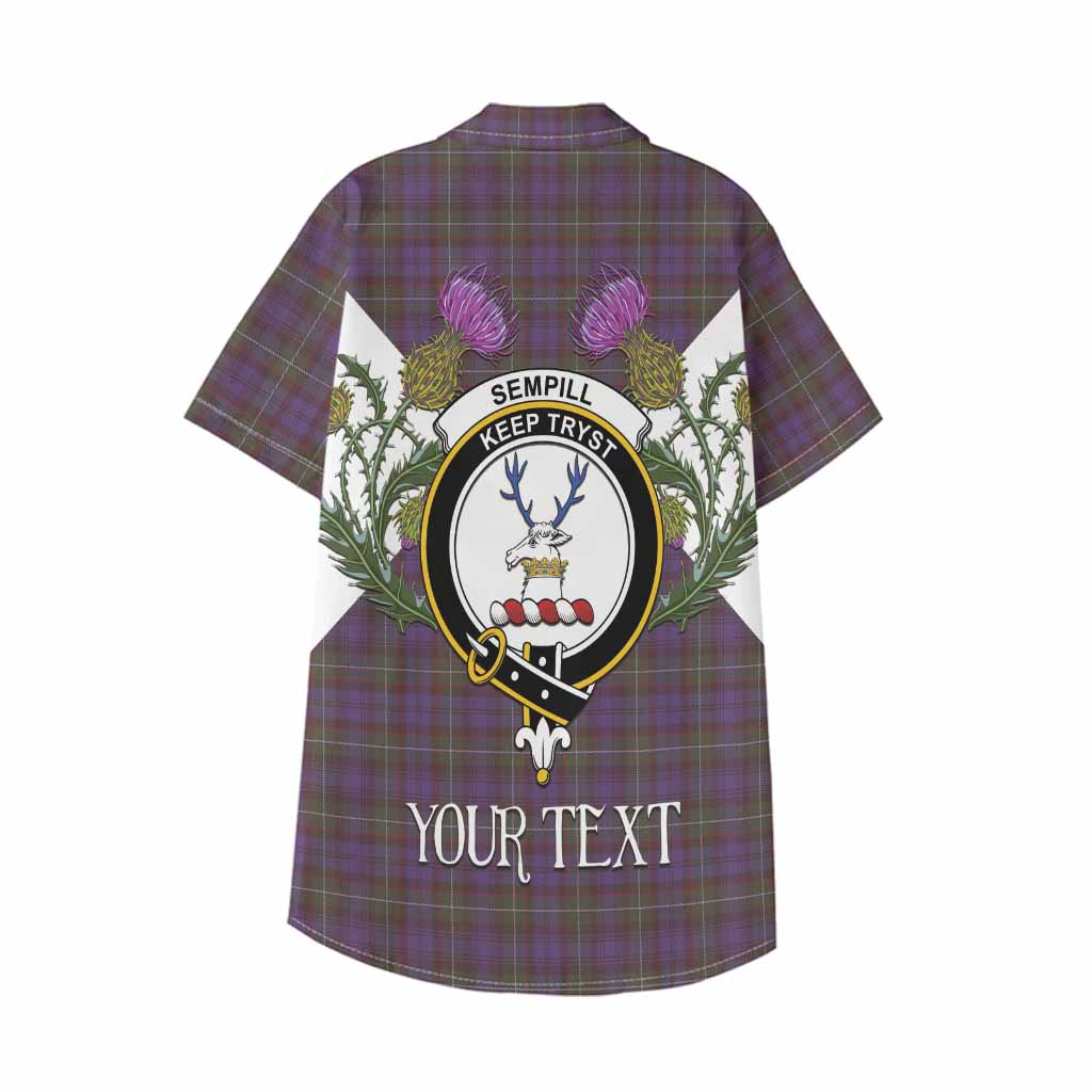 Sempill (Semple) Tartan Family Crest Kid Hawaiian Shirt Scottish Burns Night Thistle Floral