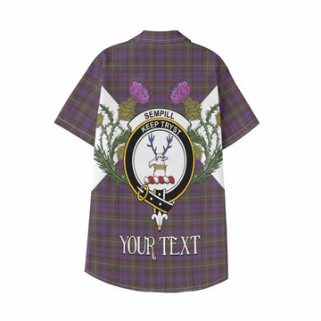 Sempill (Semple) Tartan Family Crest Kid Hawaiian Shirt Scottish Burns Night Thistle Floral