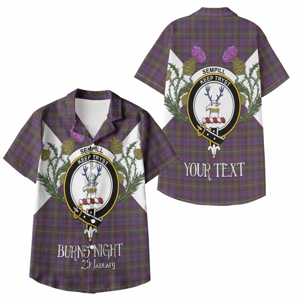 Sempill (Semple) Tartan Family Crest Kid Hawaiian Shirt Scottish Burns Night Thistle Floral